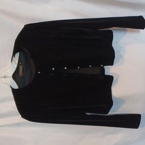 Crimson/Lawrence Kurtz Velvet crop Shrug, rhinestone buttons, 20" ptp, 18" long